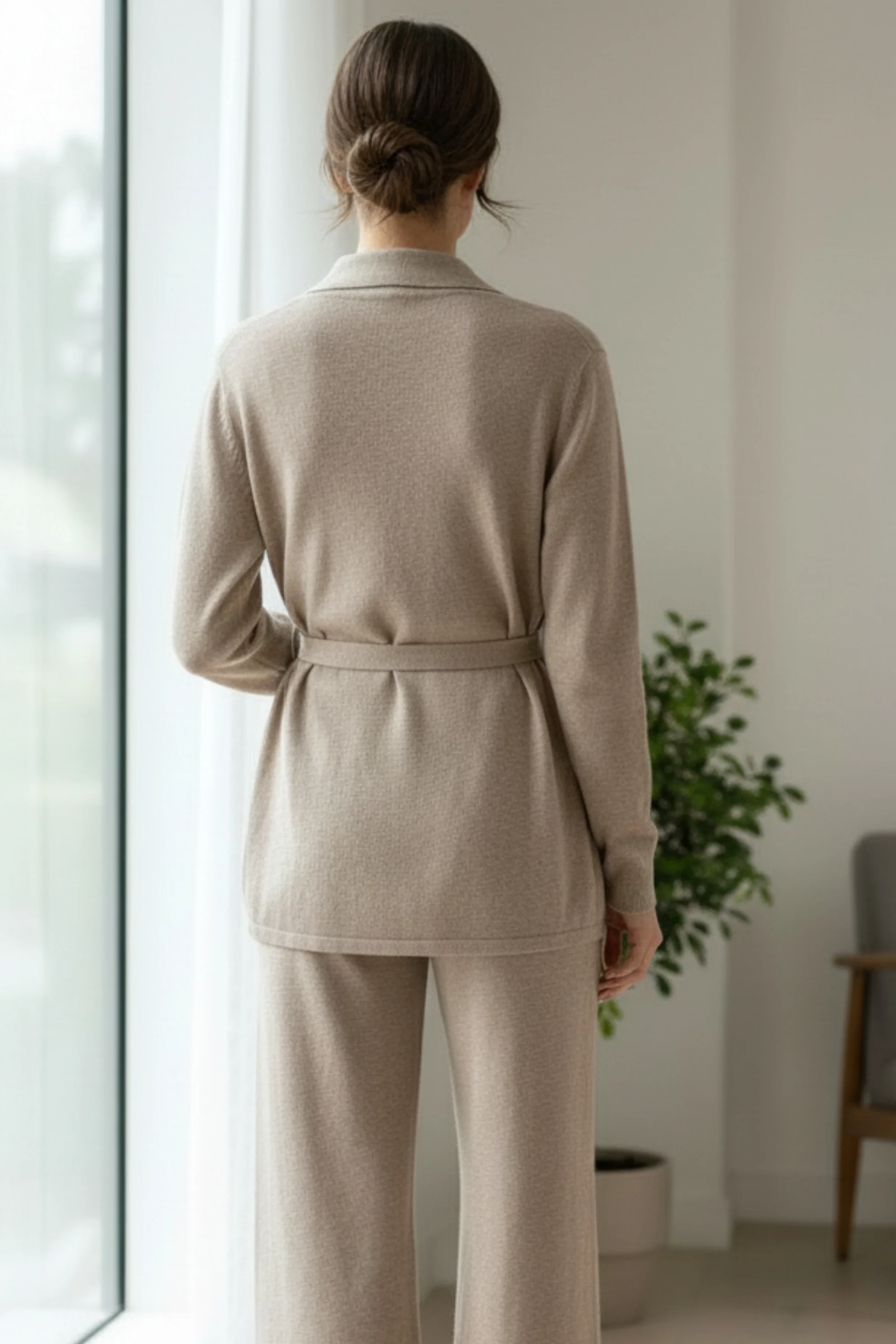 Warm Stone Tie-Up Top