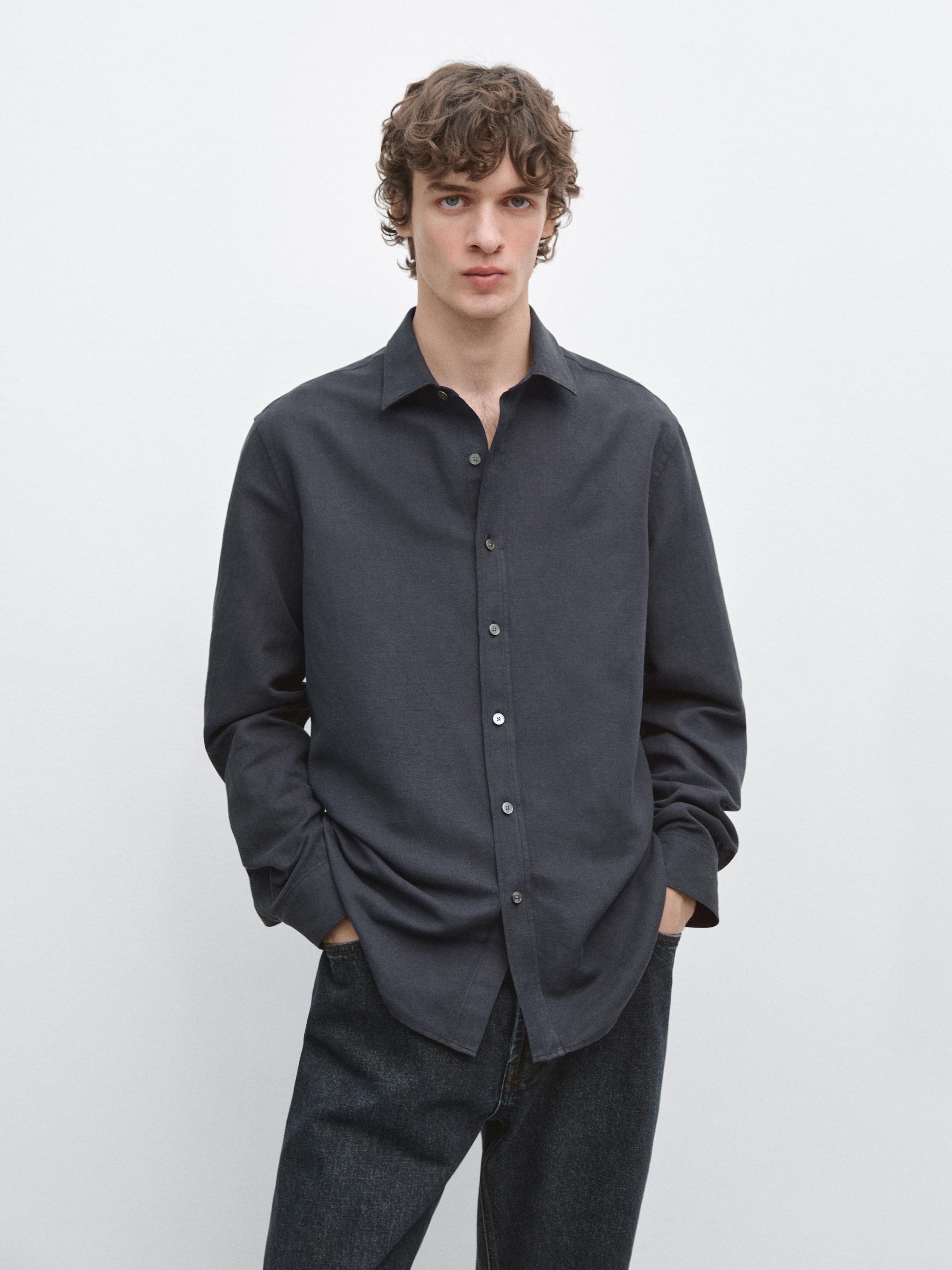 Camisa regular fit mezcla lino