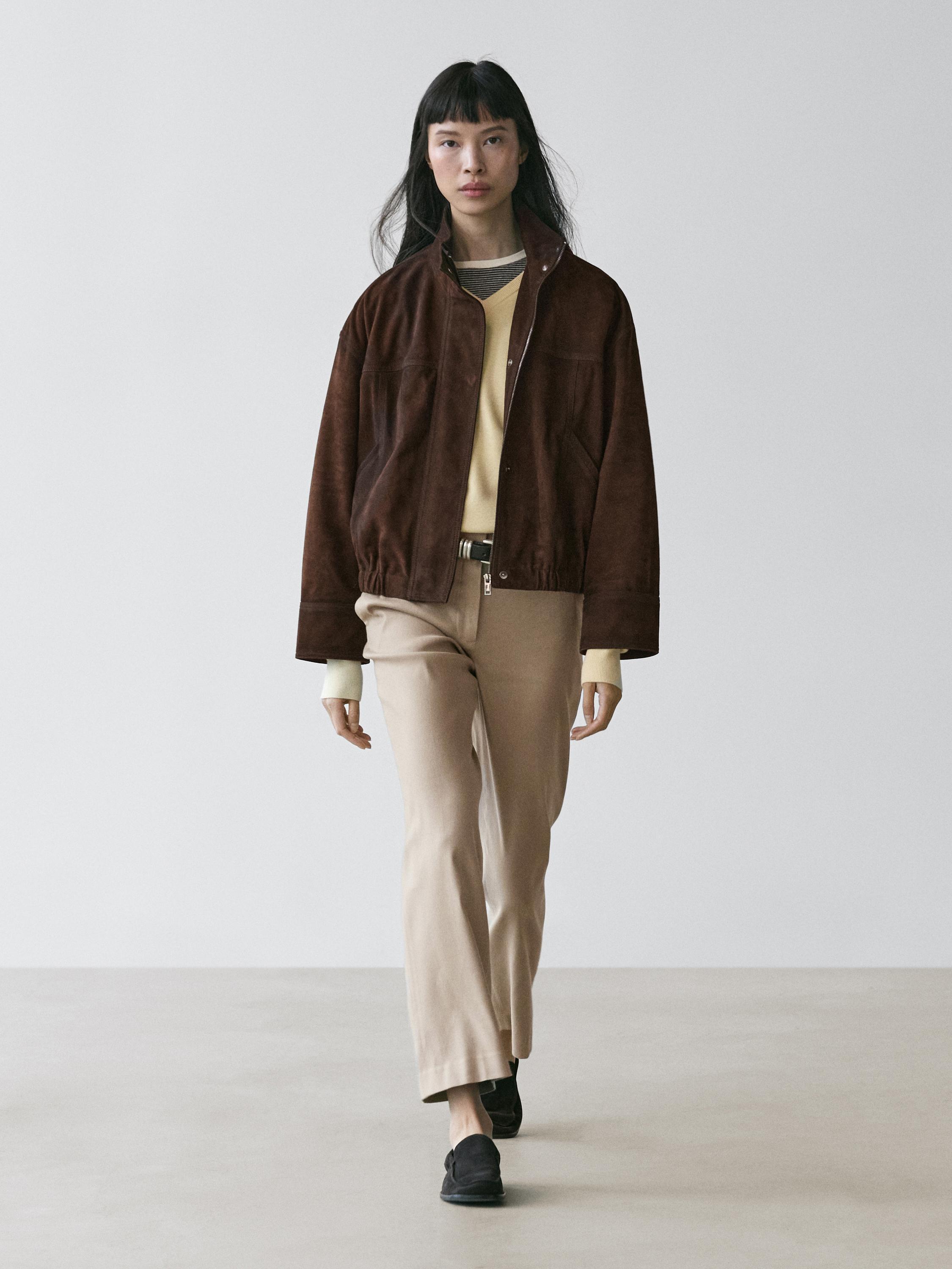 Pantalón straight fit con lino