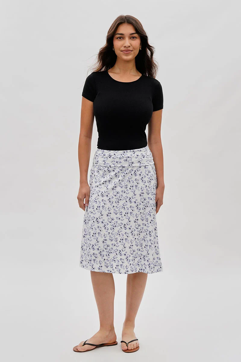 Floral Fold Over Skirt - White
