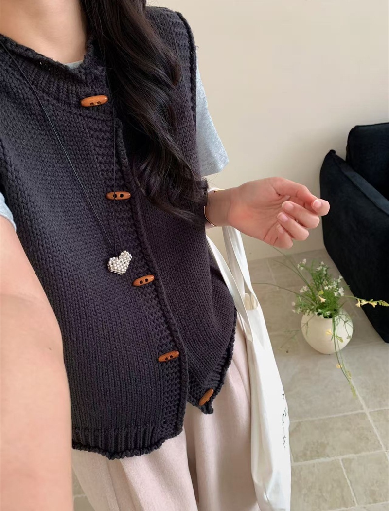 Art woolen yarn waistcoat loose pure cardigan for women