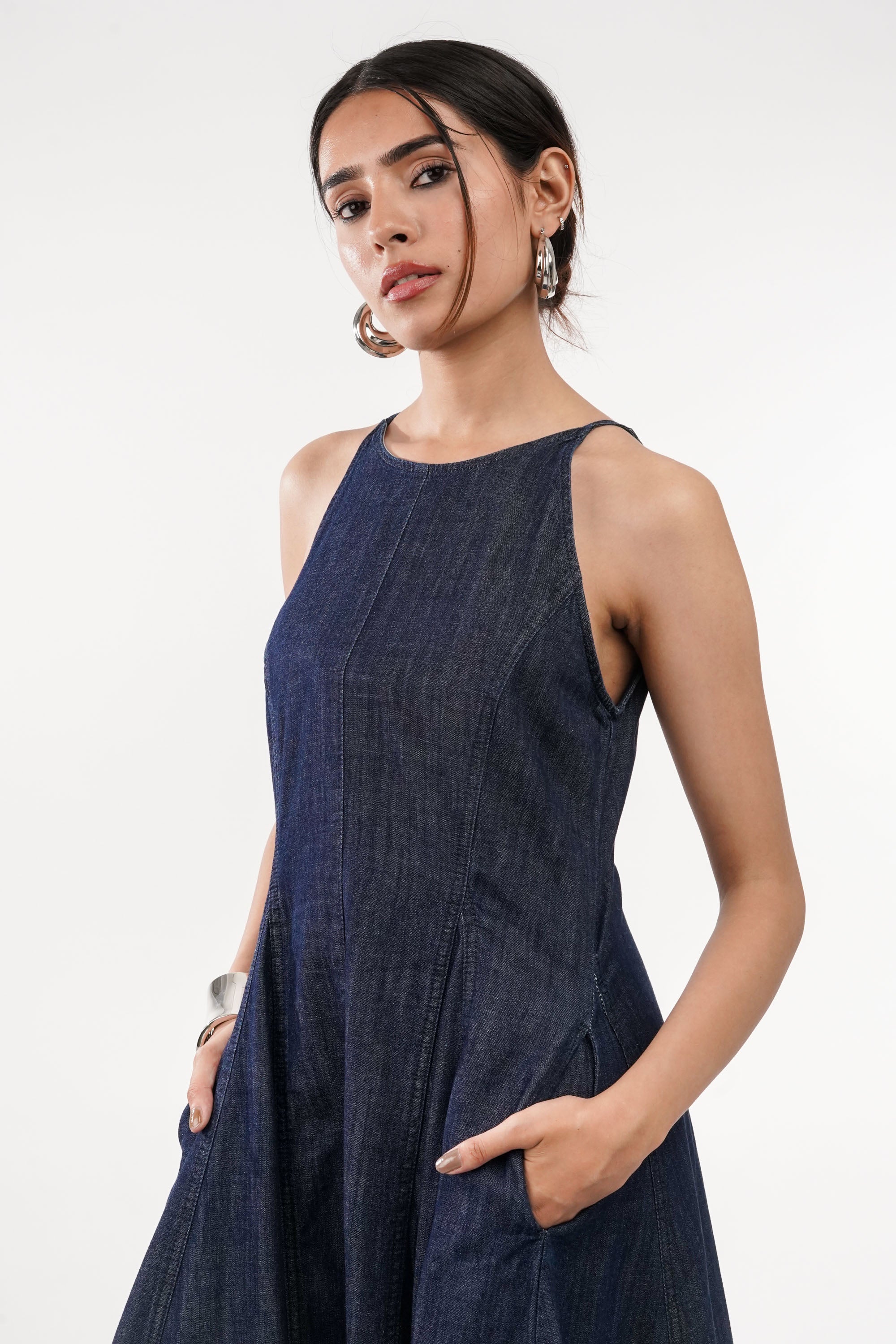 Edith Denim Halter Dress