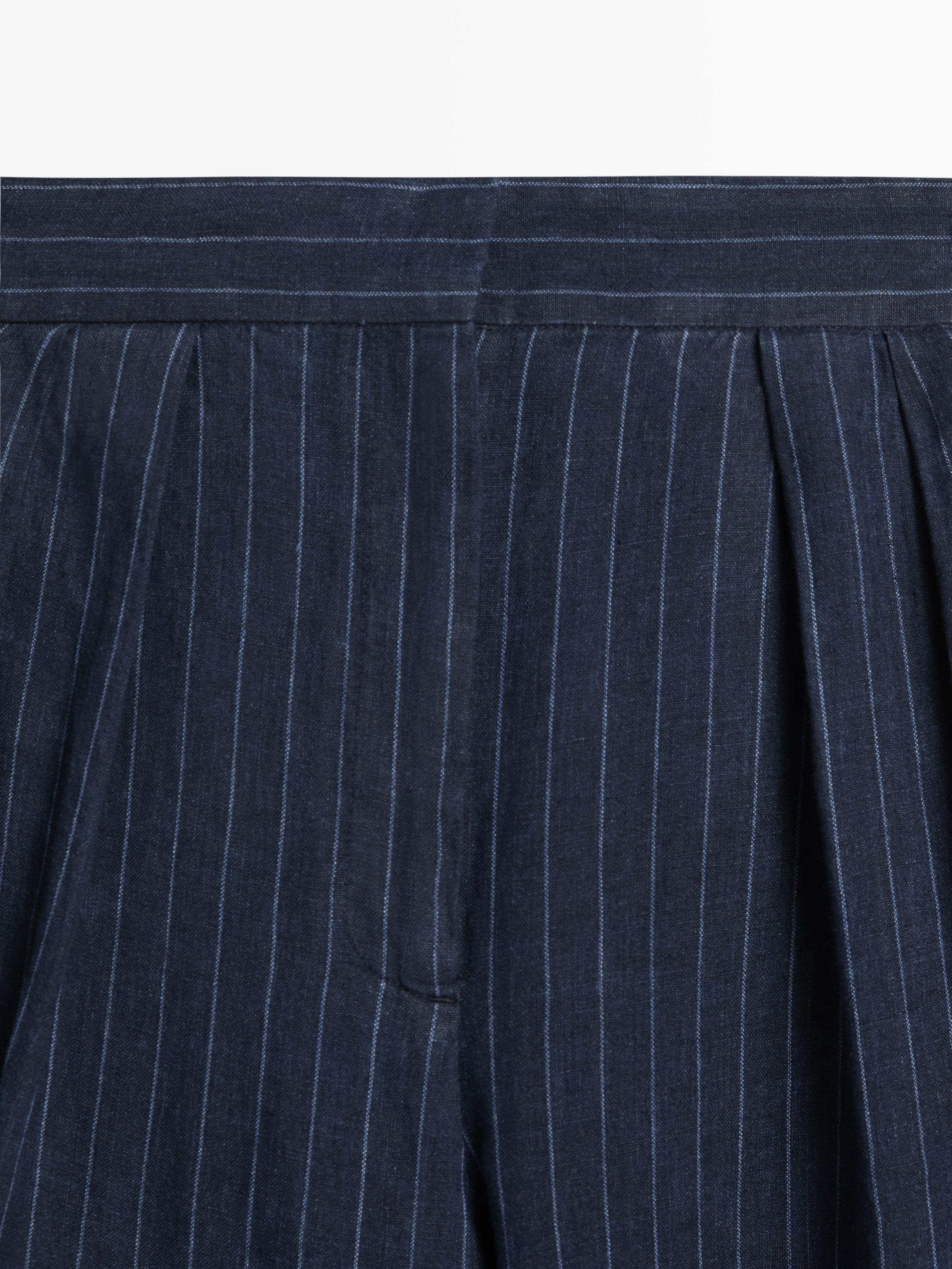 Pantalón bombacho rayas lino