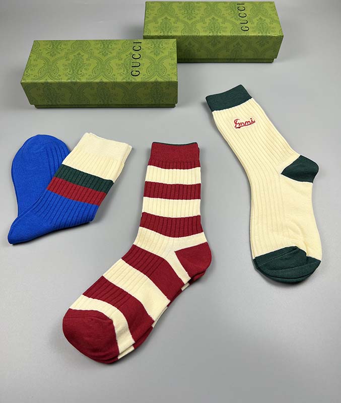 Set of 3 Pairs of Cotton Anti-bacterial Crew Socks WZ-924000188