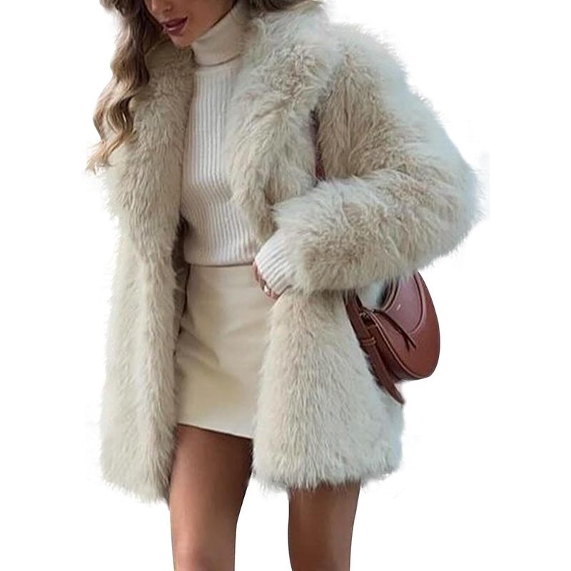 Women's Faux Fur Coats Warm Mid Long Furry Jackets
