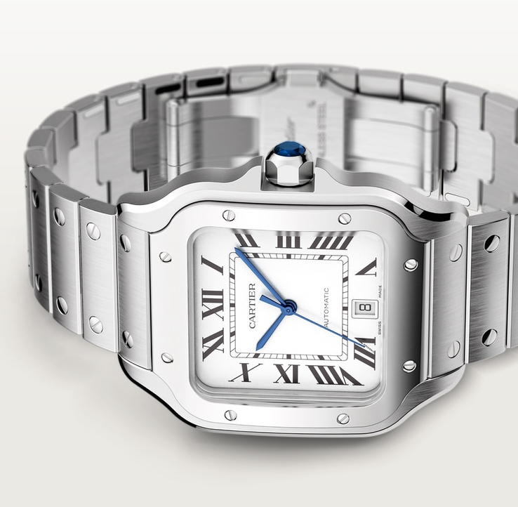 Santos de Cartier watch Large model Silvered opaline dial 39.8 mm