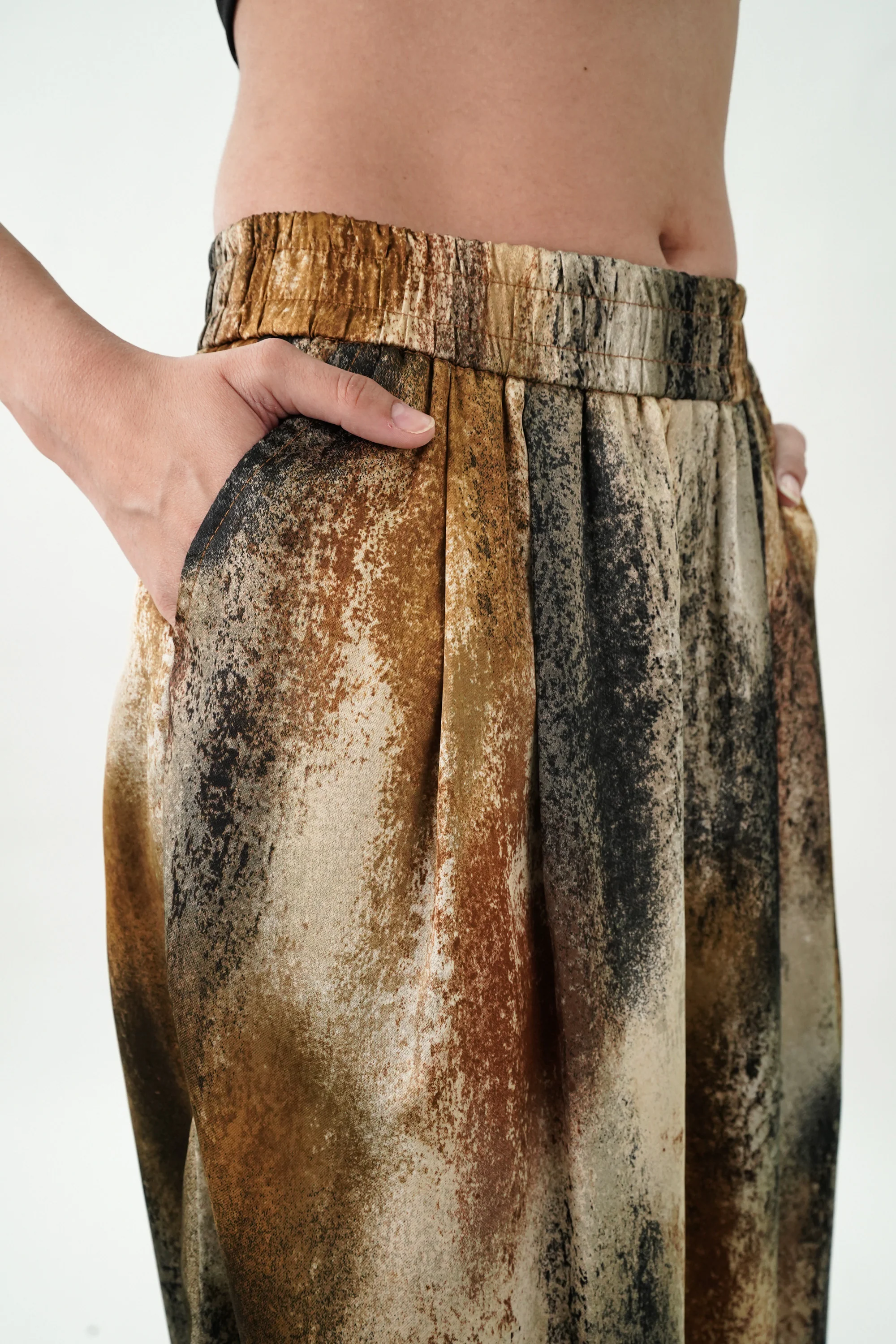 Warm Tone Wide leg Satin Pants