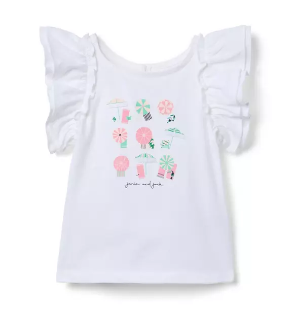 Beach Umbrella Ruffle Sleeve Tee