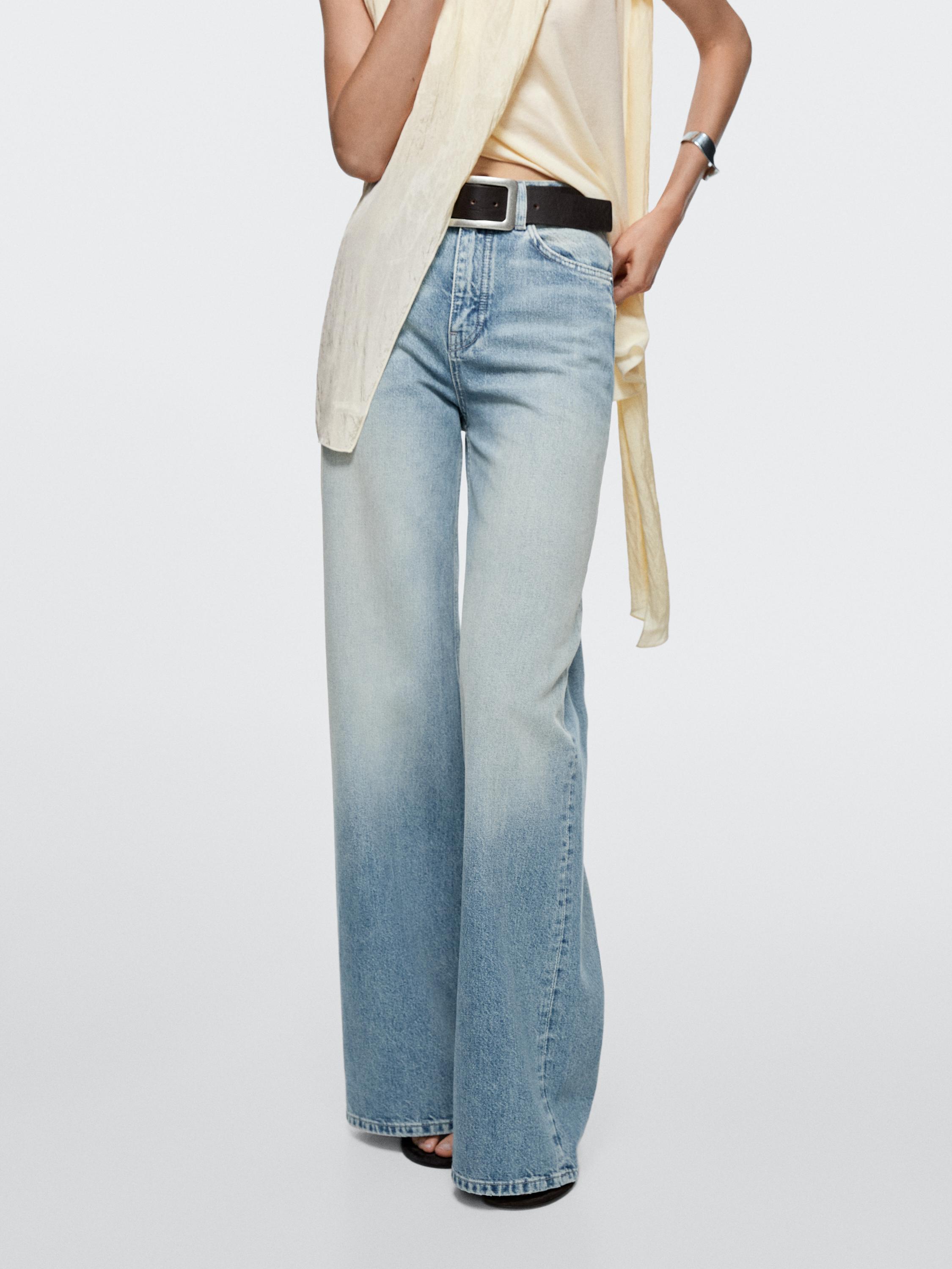 Jeans wide leg tiro alto