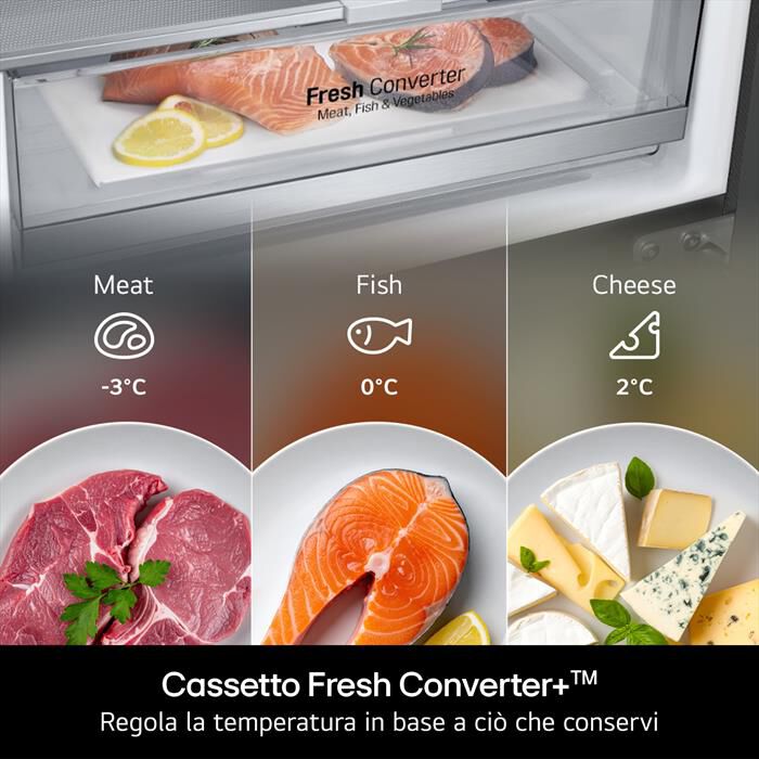LG - Frigorifero combinato GBBS727CMB Classe C 375lt-Argento