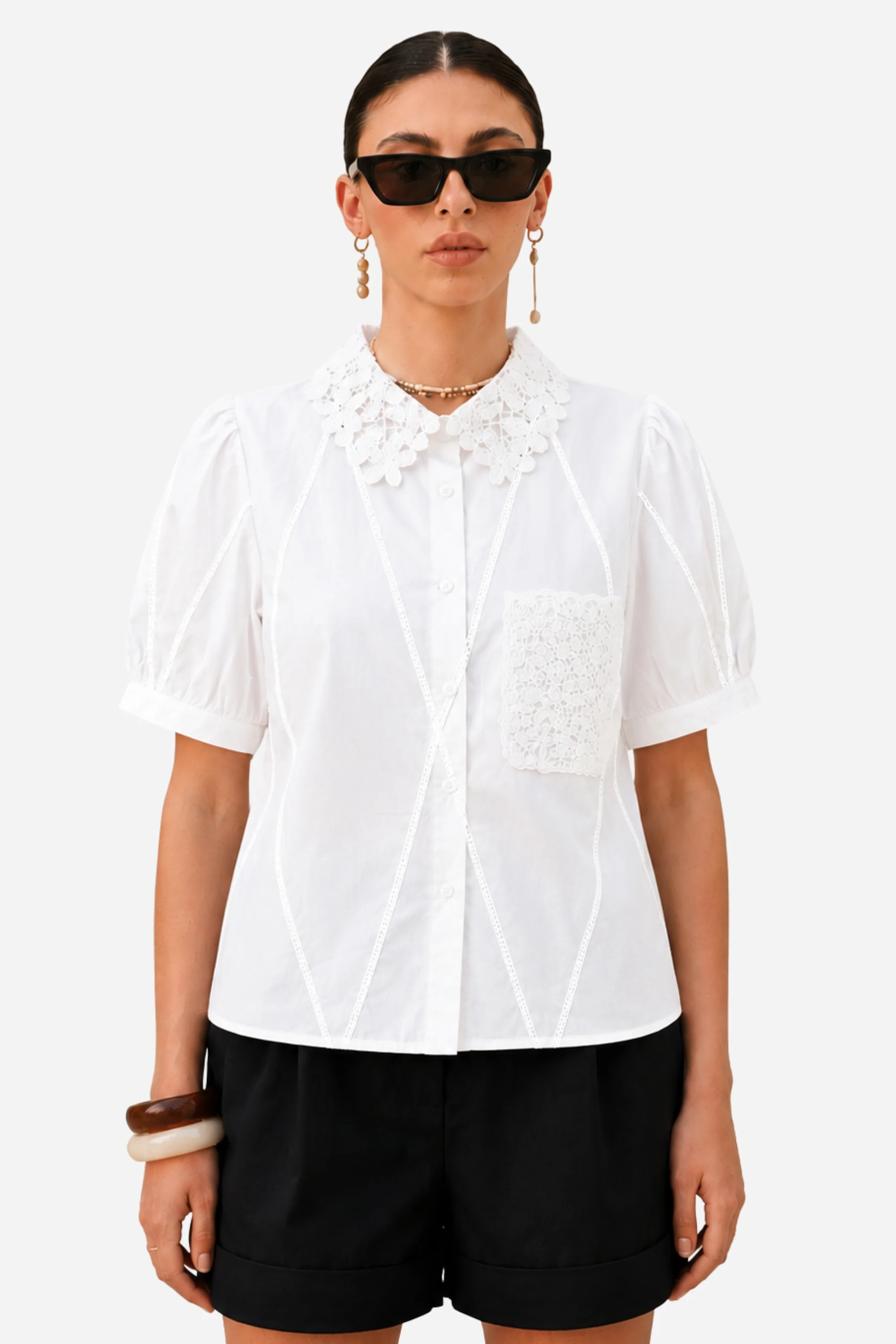 White Swan Crochet Shirt