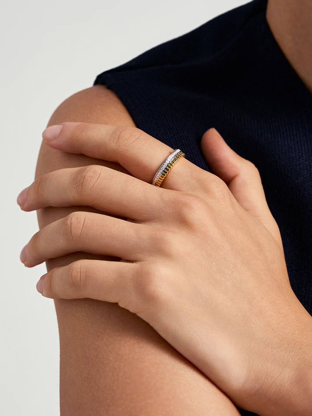 Mixed Texture & Pave Ring