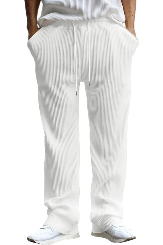 Corduroy Pants for Men Straight Leg Solid Color