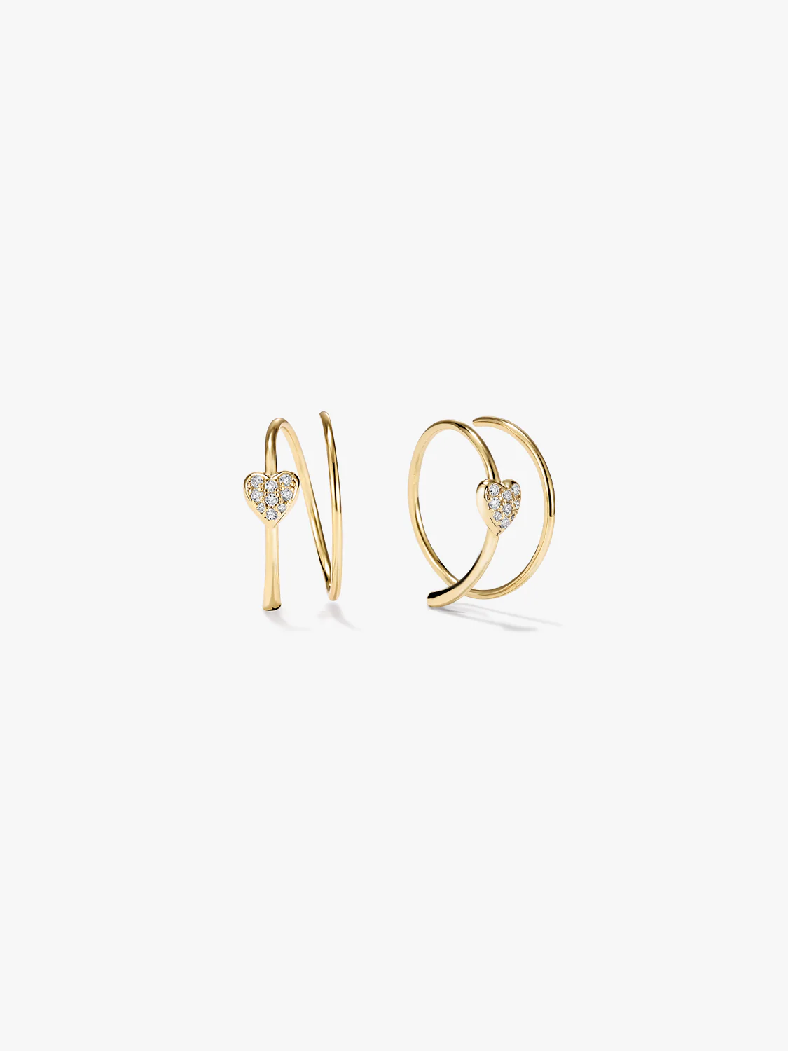 Pave Heart Double Hoops
