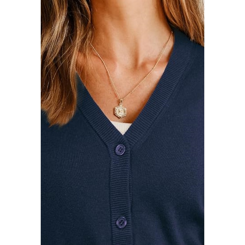 Women Wool‑Blend Button‑Down Knit Cardigan V‑Neck Long Sleeve Cropped Business Casual Fall Knit Outer Top