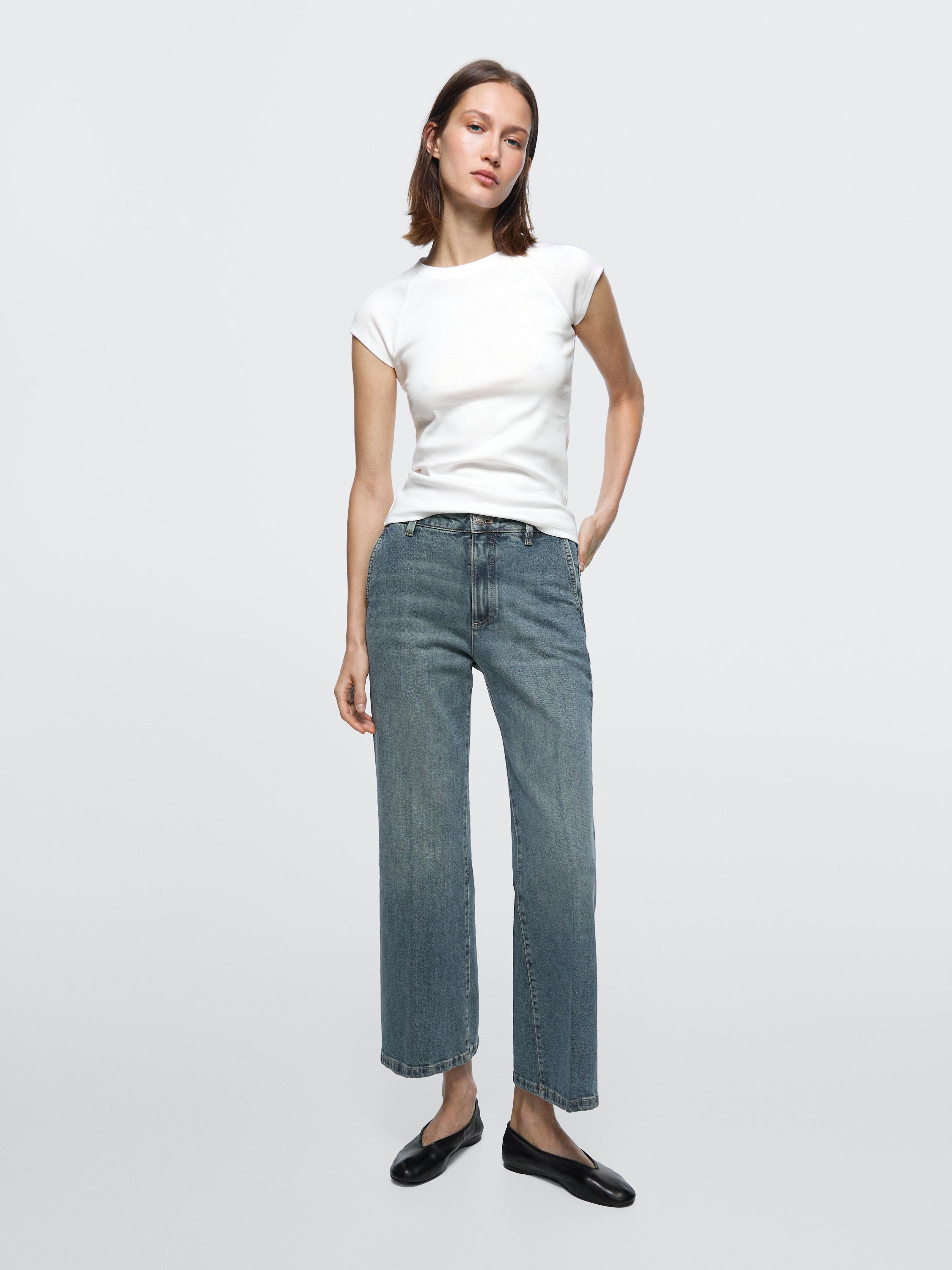 Jeans flare fit tiro medio