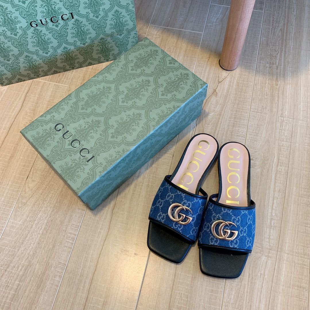 Denim Embossed Flat Slippers LX-872036