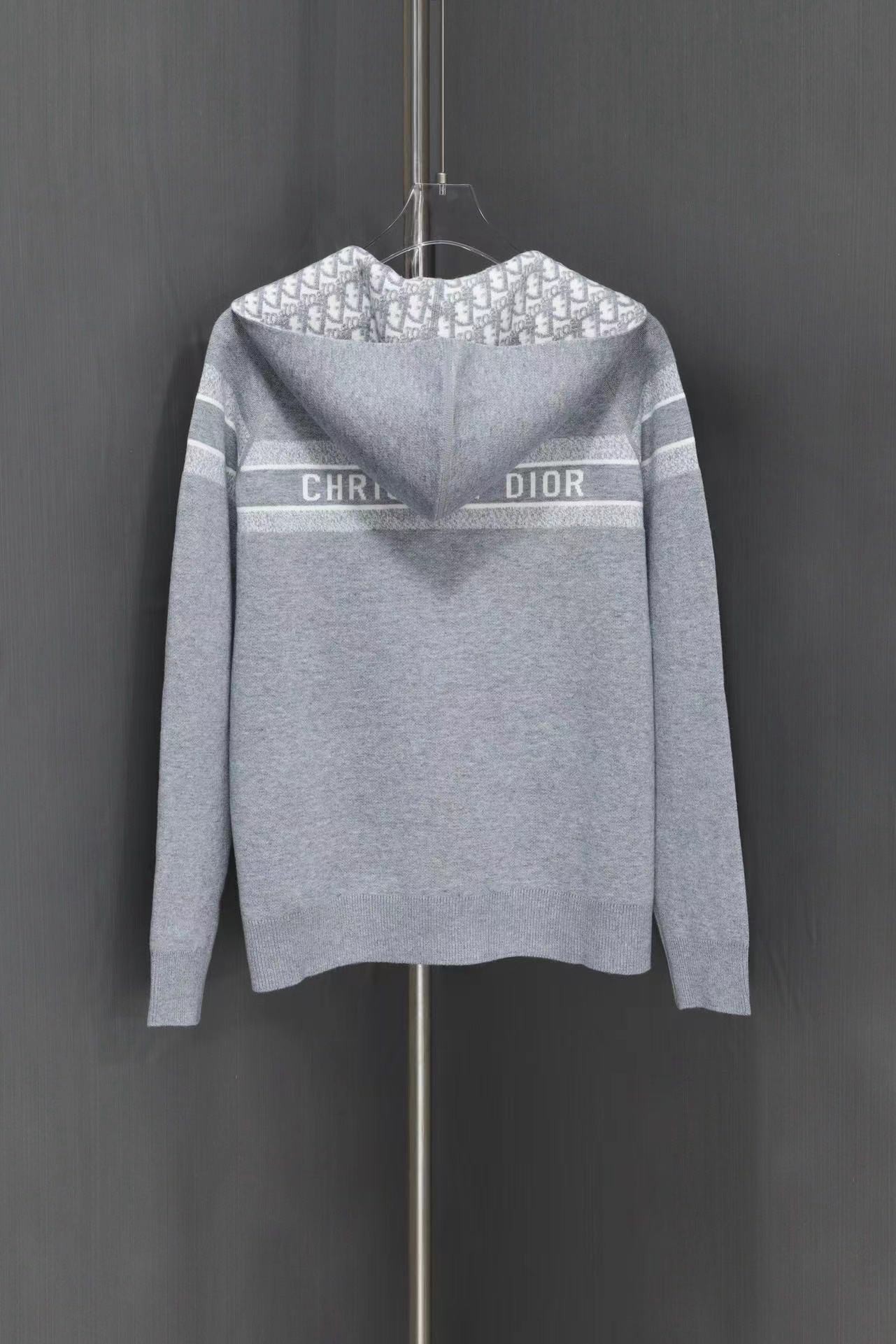 DR all-over jacquard reversible wool zip-up hoodie
