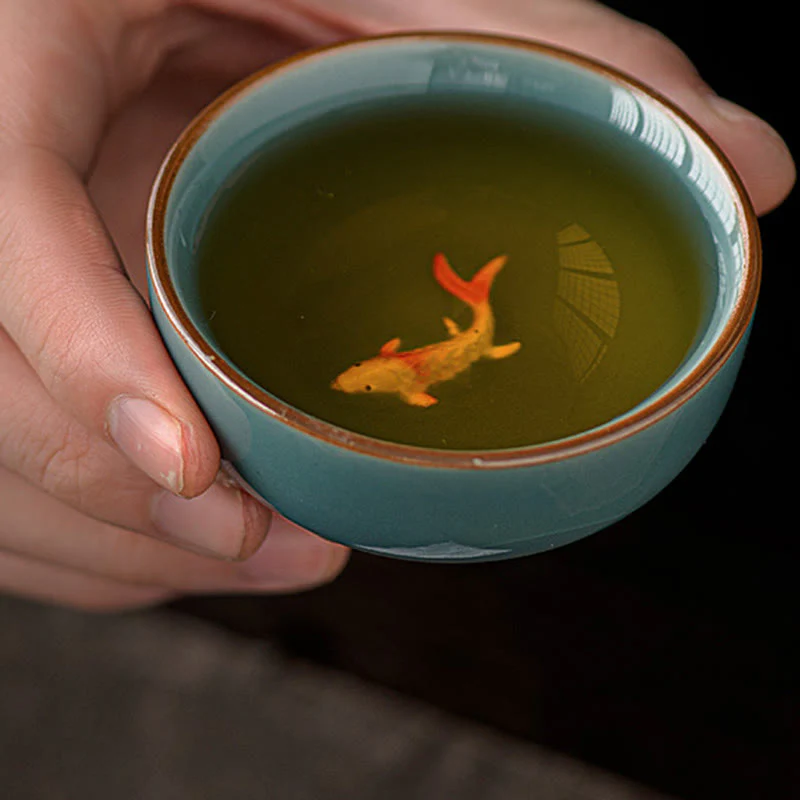 Hand Painted Koi Fish Ceramic Teacup Kung Fu Tea Cup 50ml