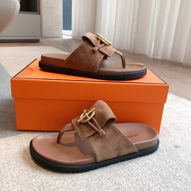 Fashion High Quality Real Leather Non-slip Slippers LX-872311