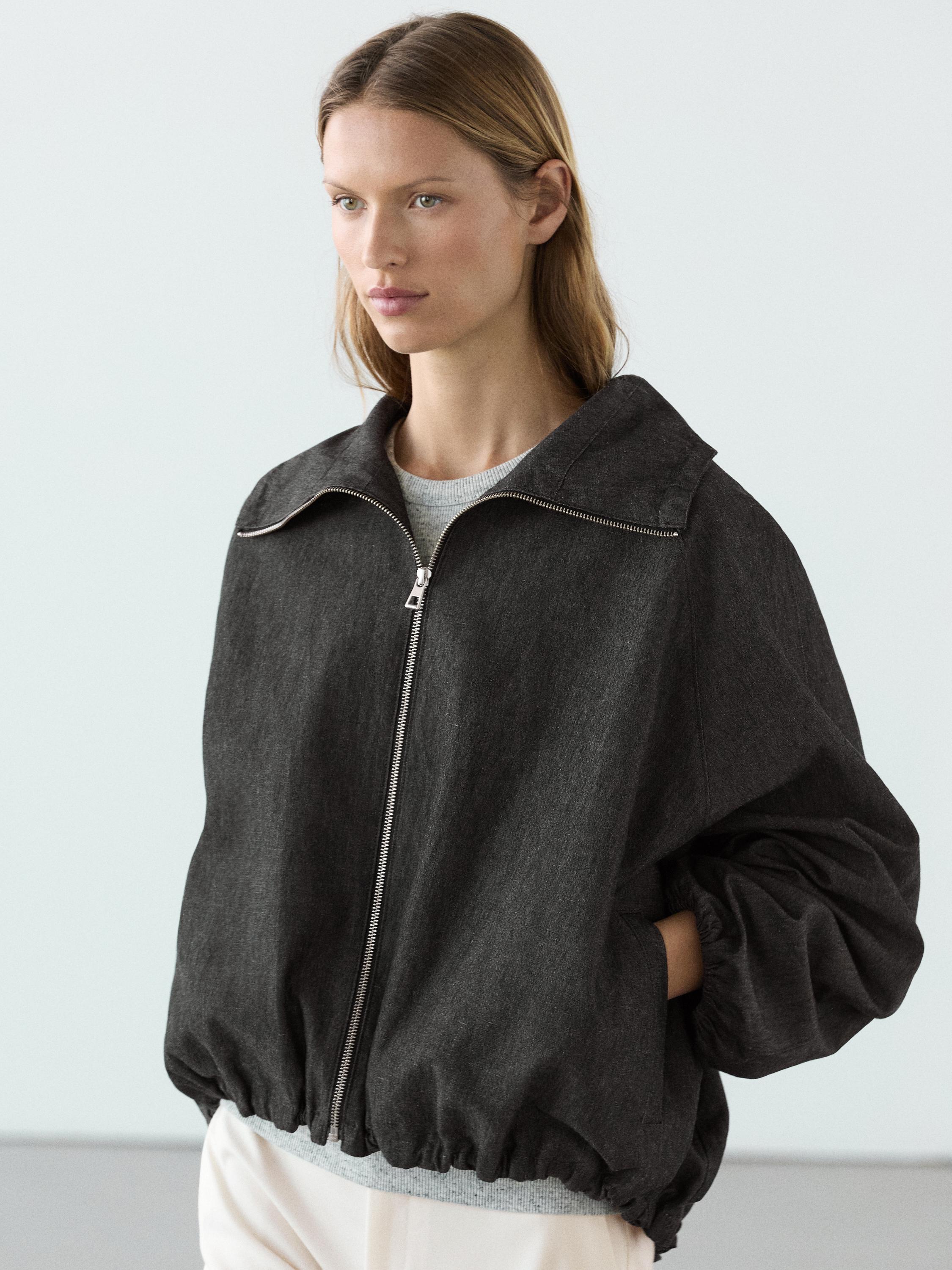 Chaqueta bomber con lino
