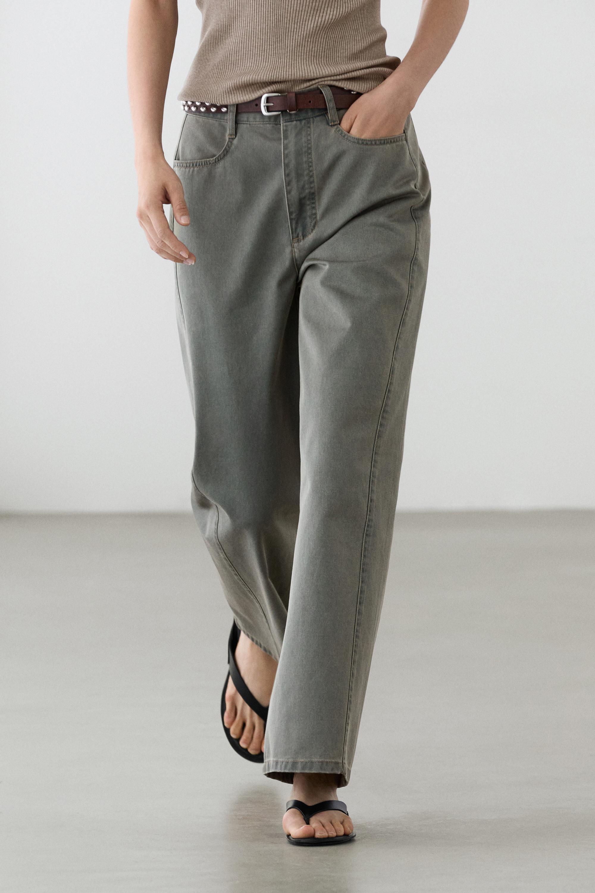 Pantalón ancho detalle denim algodón