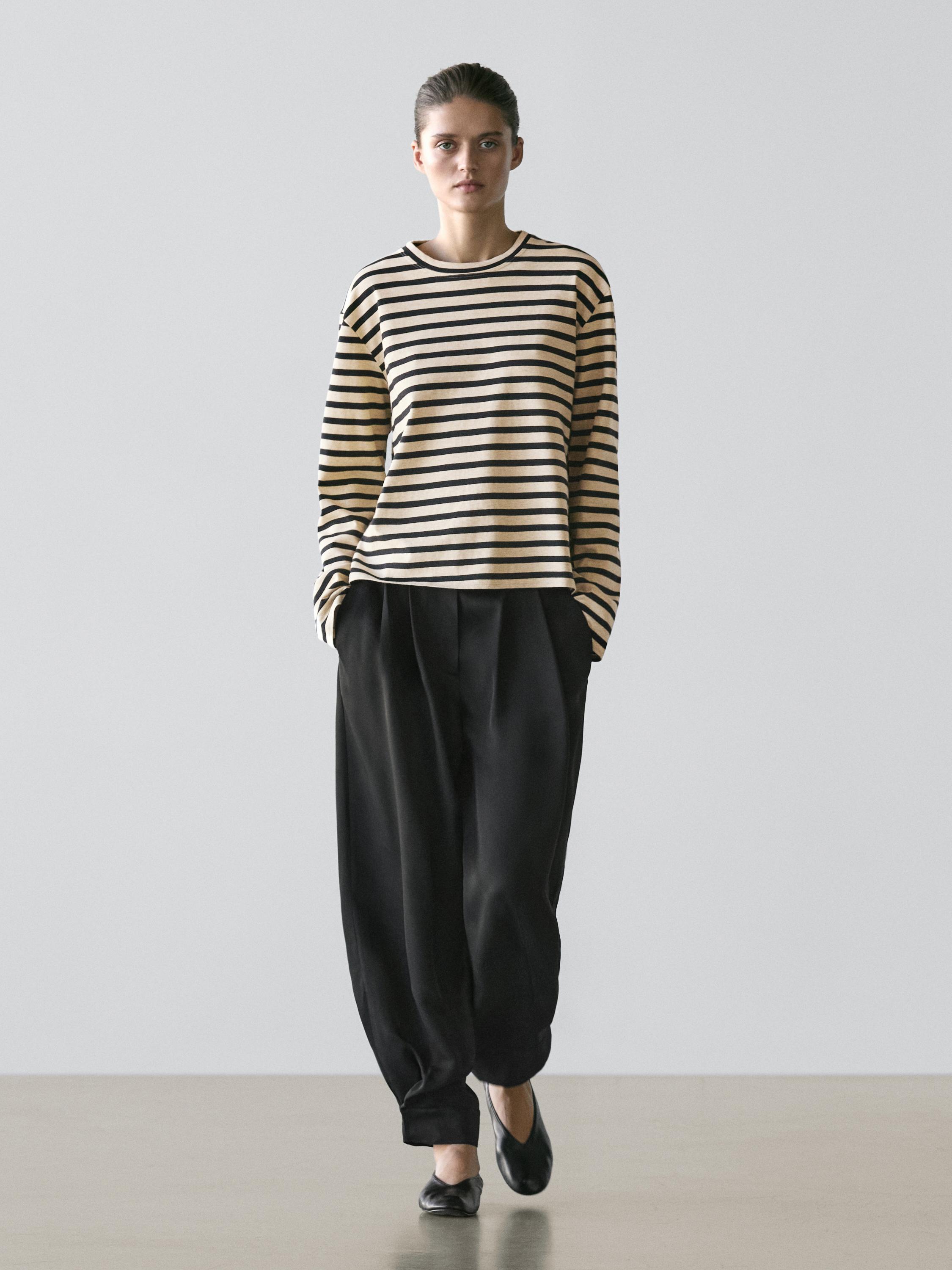 Camiseta oversize rayas mezcla algodón