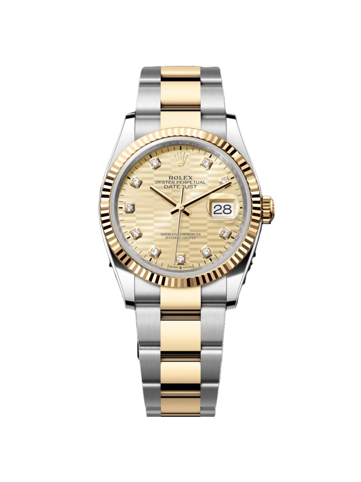 【Super Clone】RLX  Datejust 36mm 126233-0046 Golden Fluted Motif 36mm Dial Oyster Bracelet