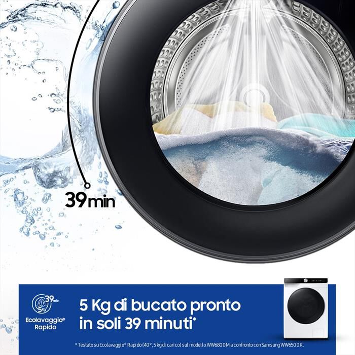 SAMSUNG - Lavasciuga 11/6 Kg WD11DG6B85BKU3 Classe A-bianca con oblò e display nero