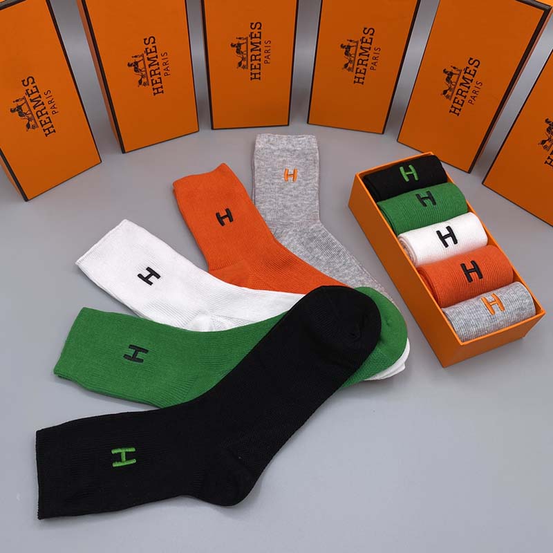 Set of 5 Pairs of Cotton sweat-absorbent Crew Socks WZ-924000216