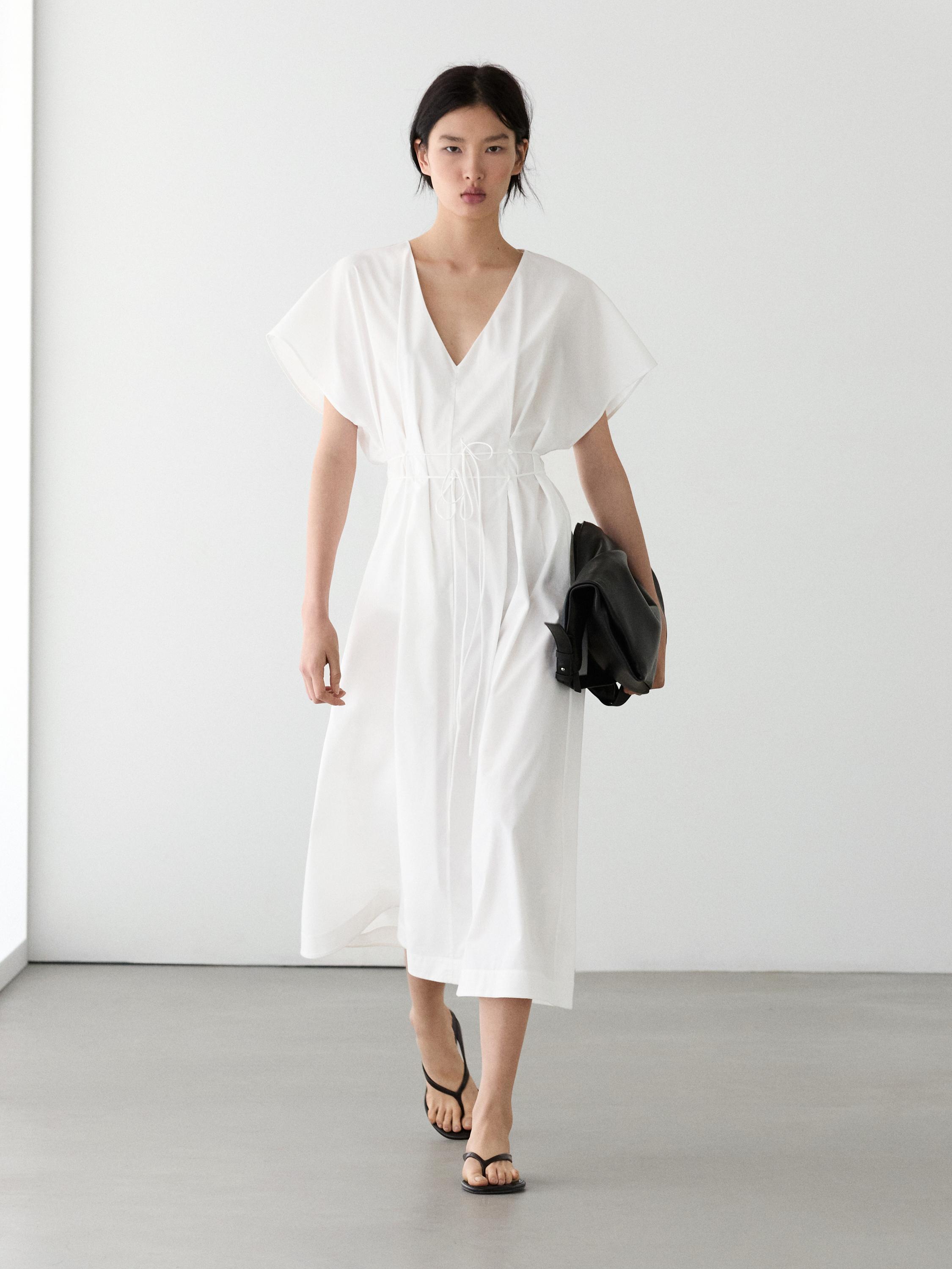 Vestido midi vuelo popelín