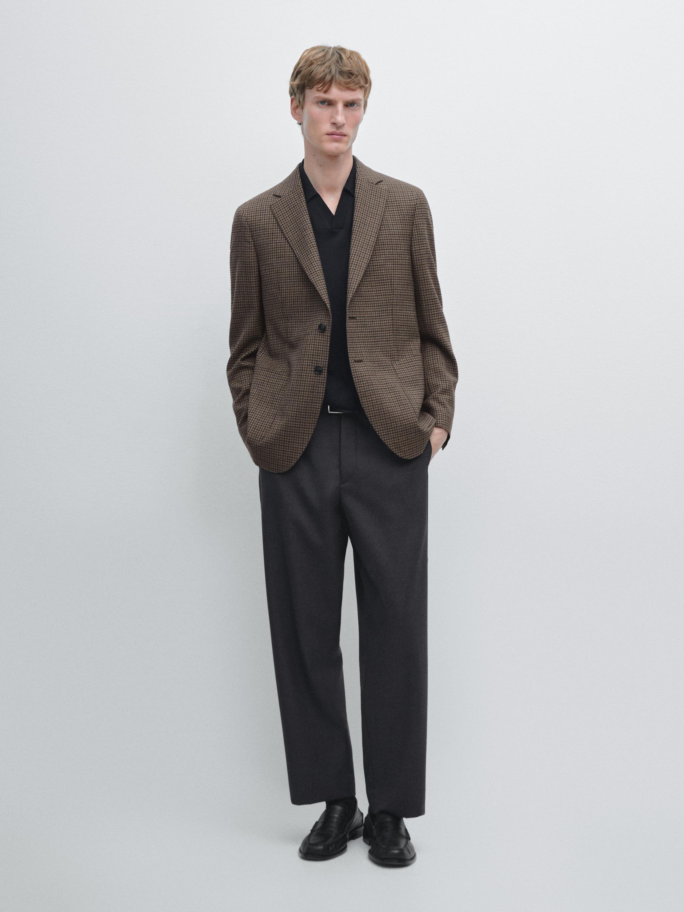 Americana cuadros tailored 100% lana