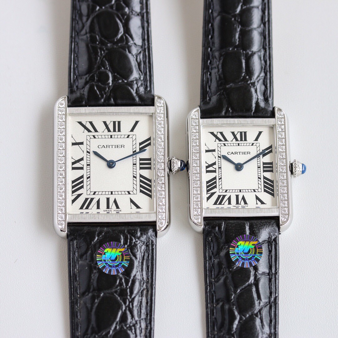 Carti Tank W5200005 W5200003 Couple Watch Steel Diamond