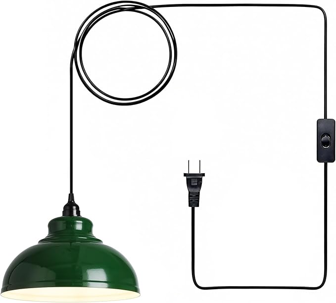 LUMISCAPE Plug in Pendant Light: Glass Hanging Lamp Plug in