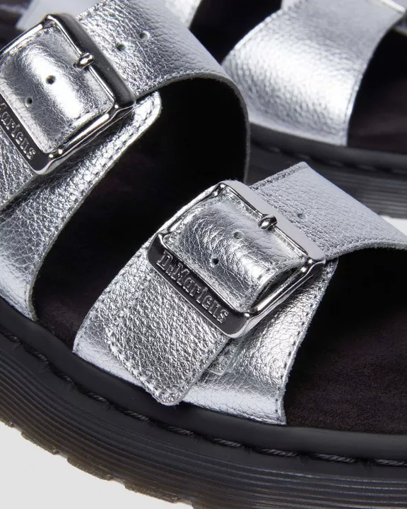 Josef Metallic Leather Slide Sandals