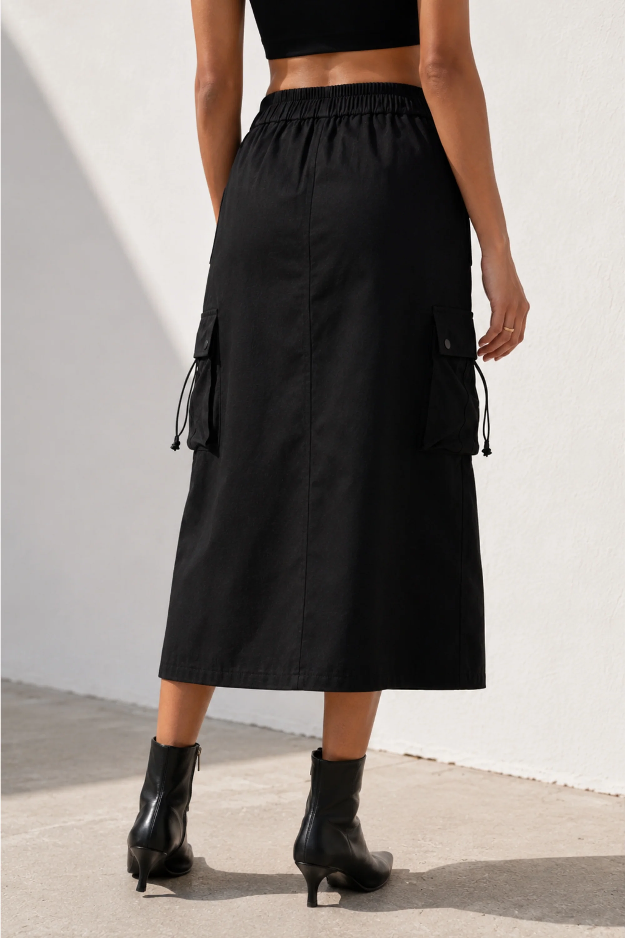 Black Street Style Cargo Skirt
