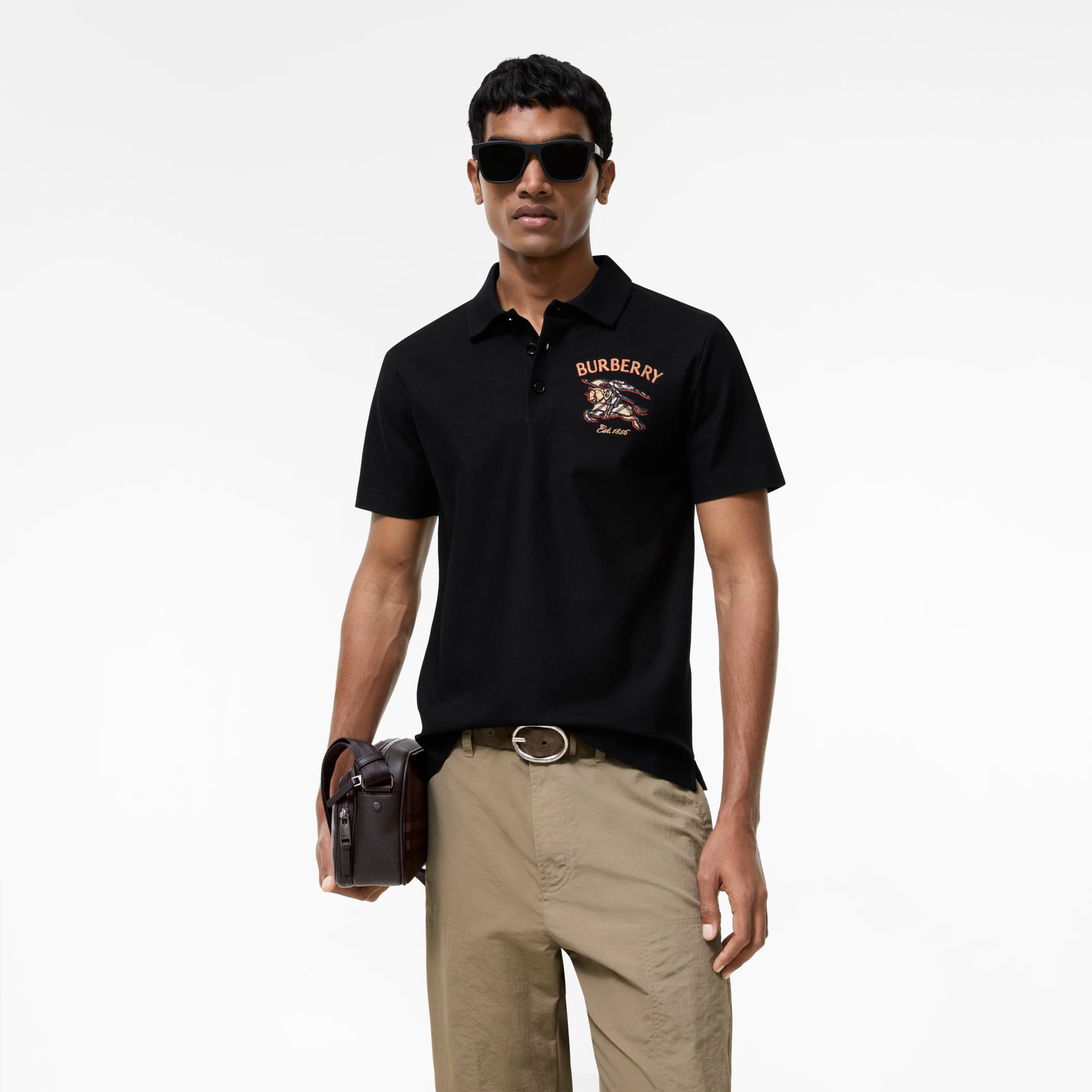 Burberry 81326791 Knight Check Cotton Polo Black