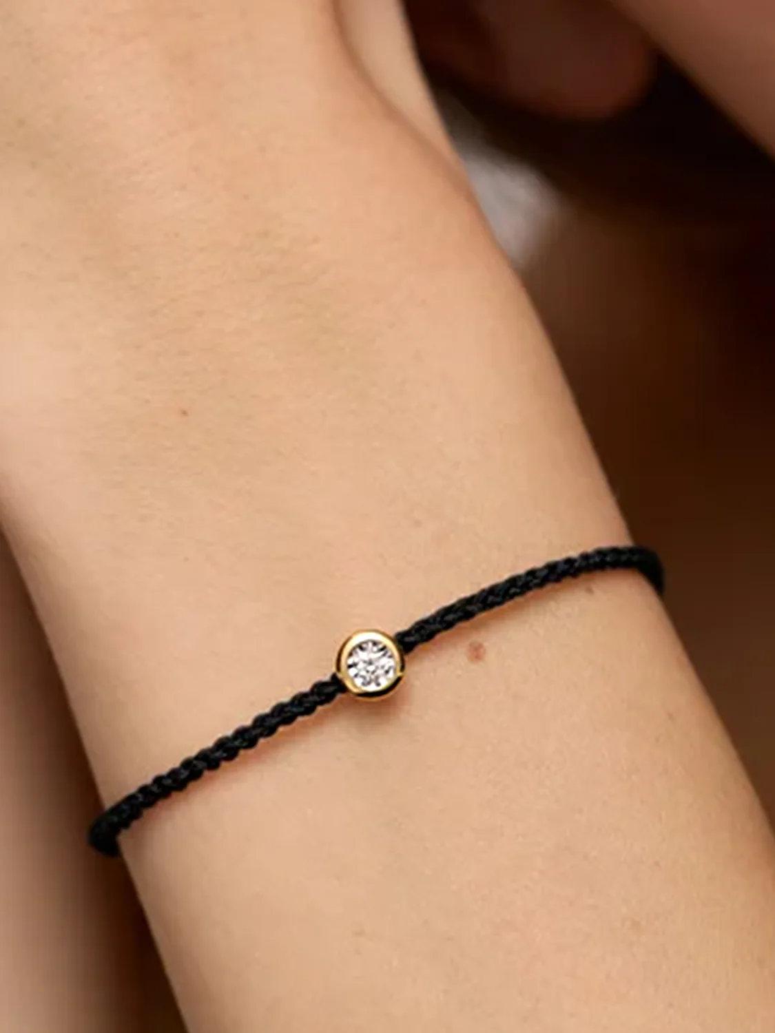 Bezel White Sapphire Cord Bracelet