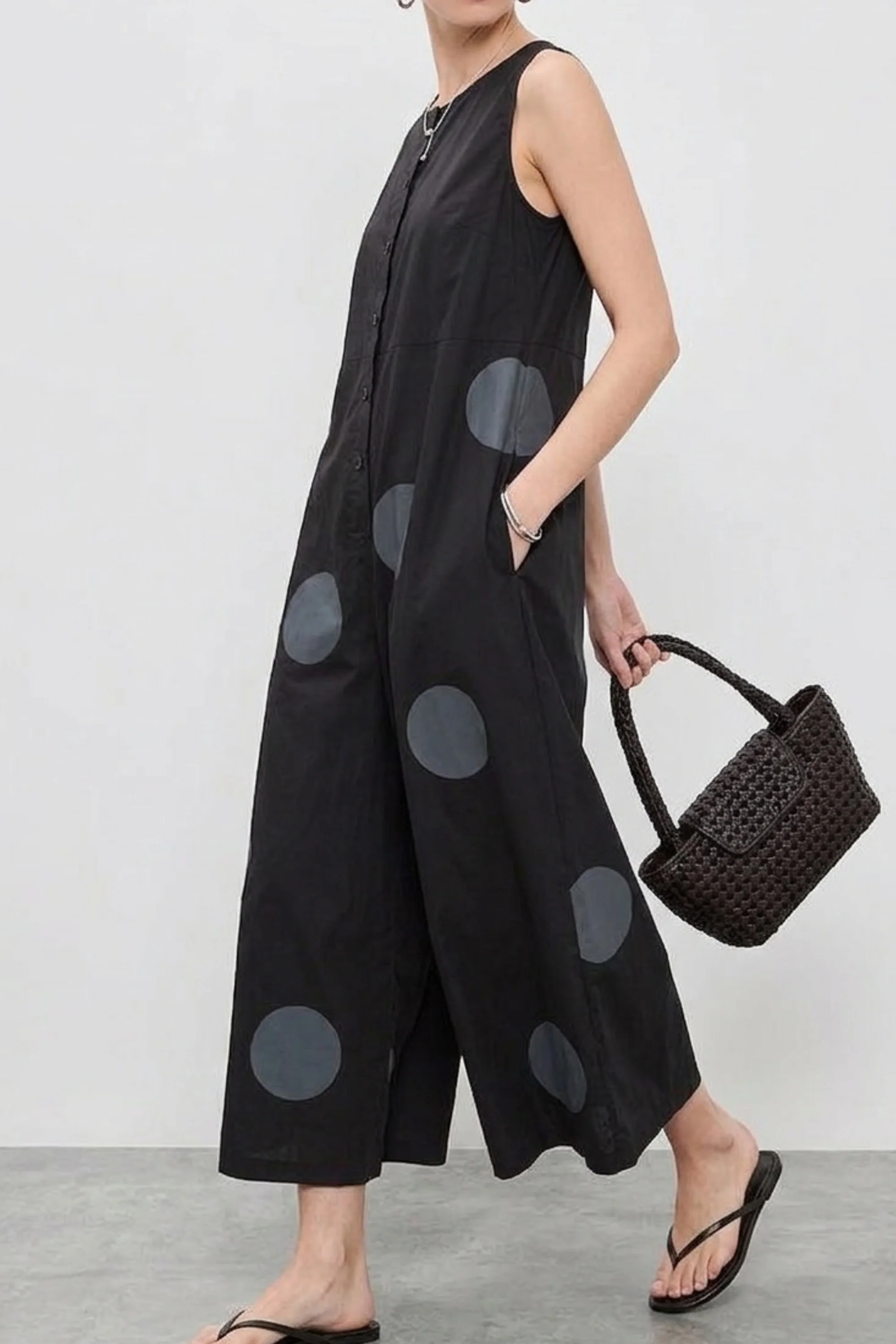 Oversized Button Down Cotton Jumpsuit