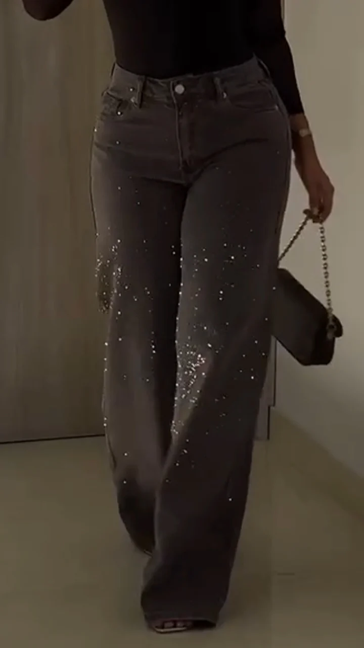 Ladies Rhinestone Casual Jeans