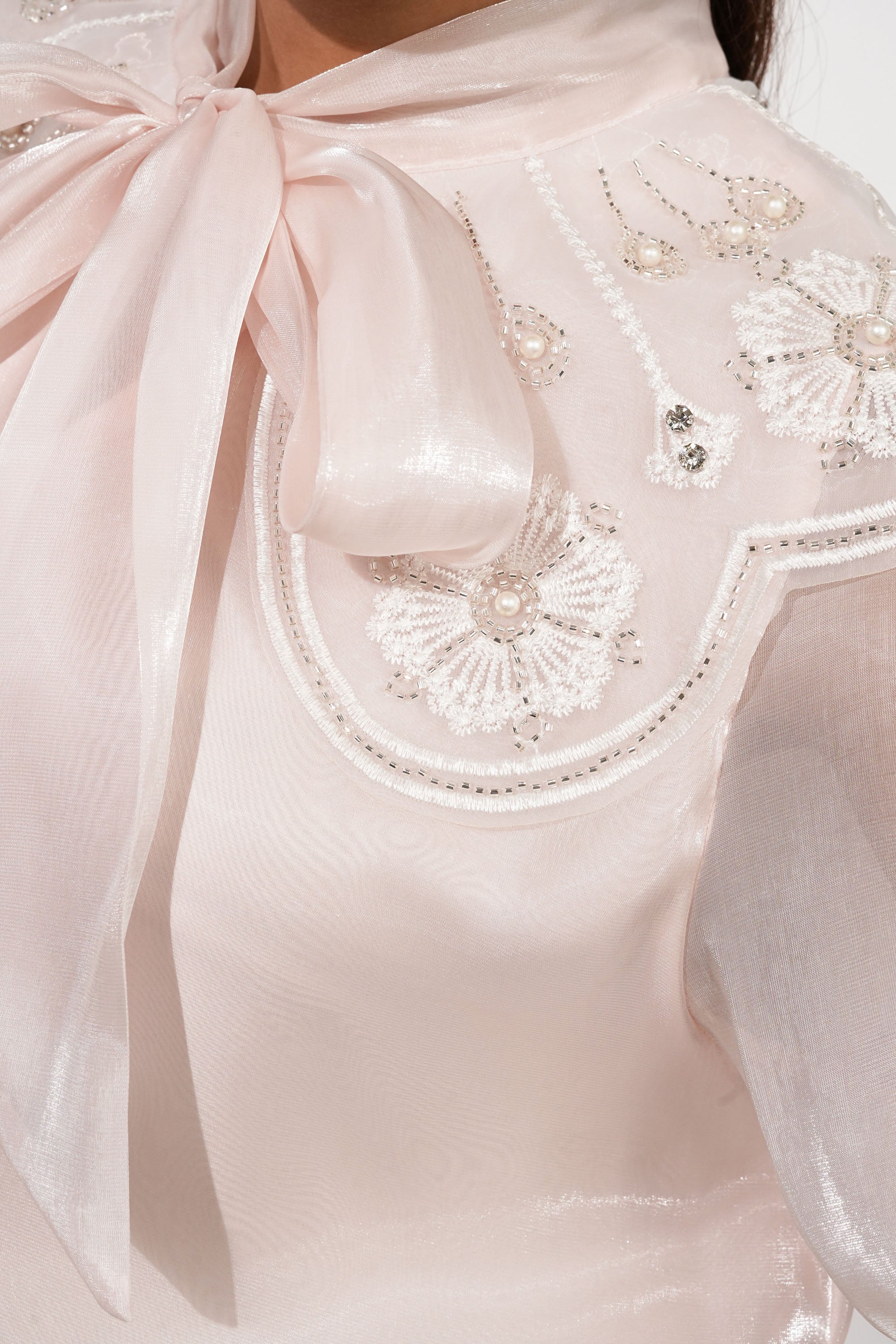 Baby Pink Bertha Pearl Top