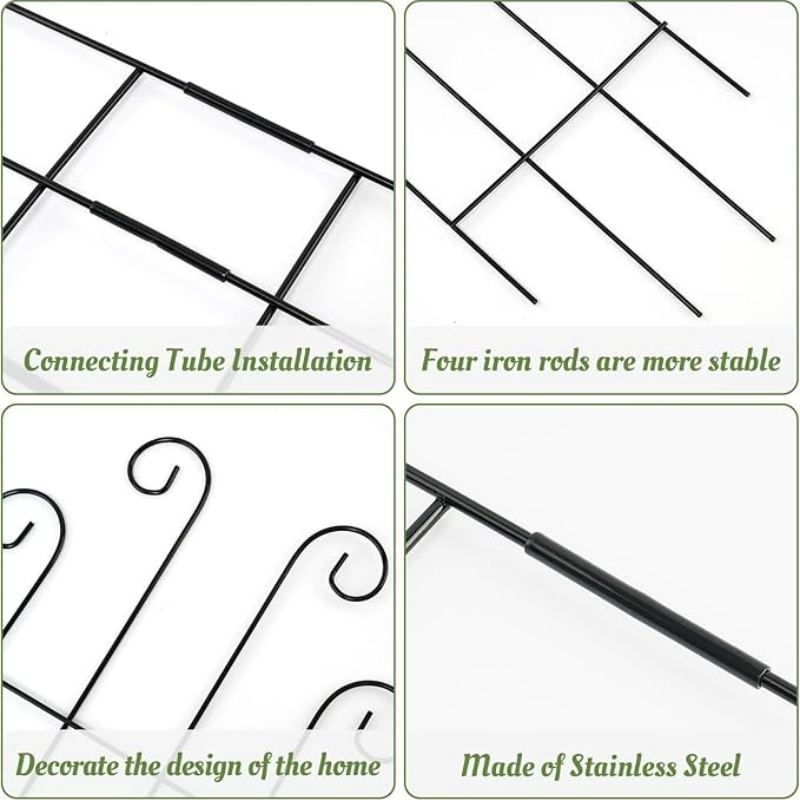 GREENFOLD 4 Pack 32'' Wave Shape Black Metal Trellis