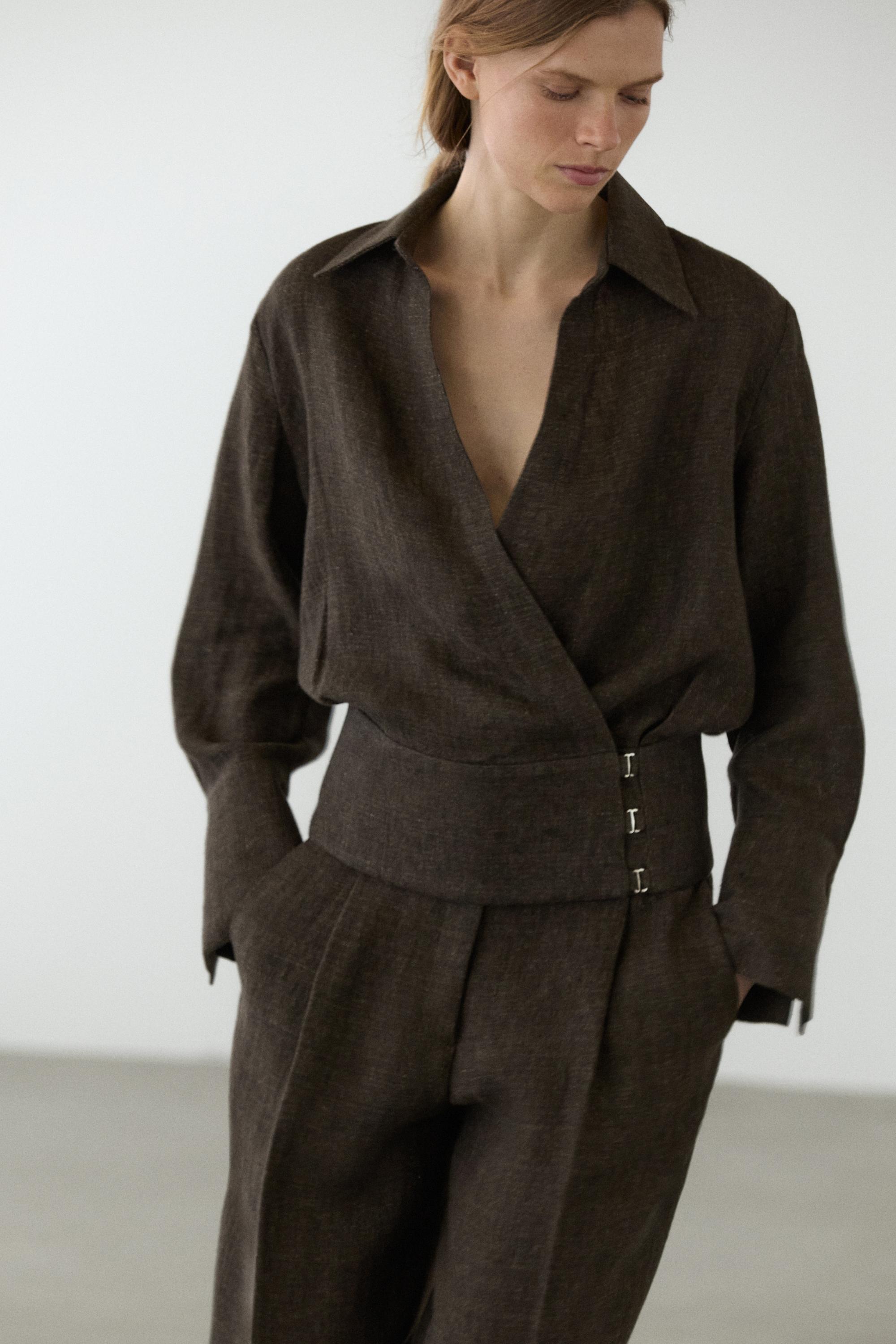 Sobrecamisa total look melange lino