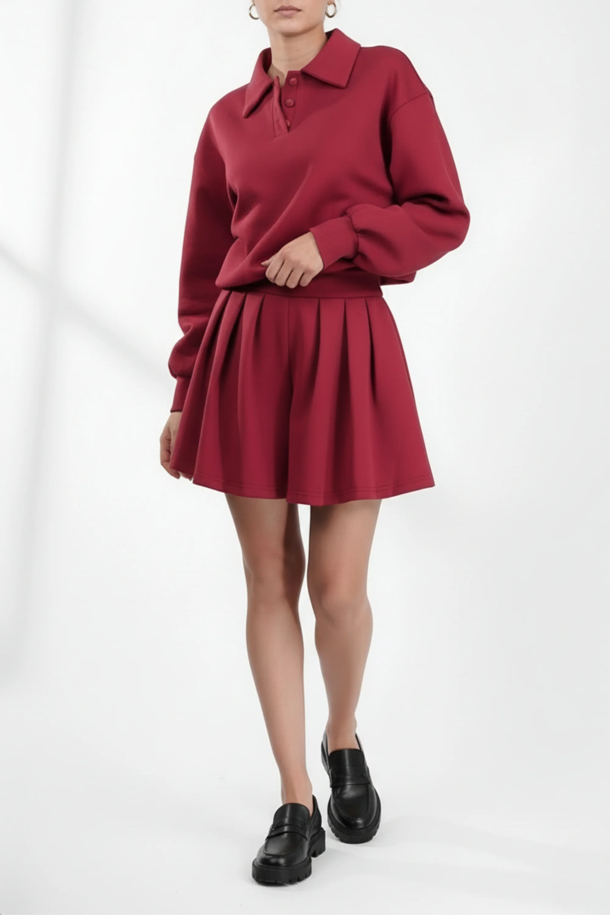 Cherry Red  Bermuda Co-ord Set