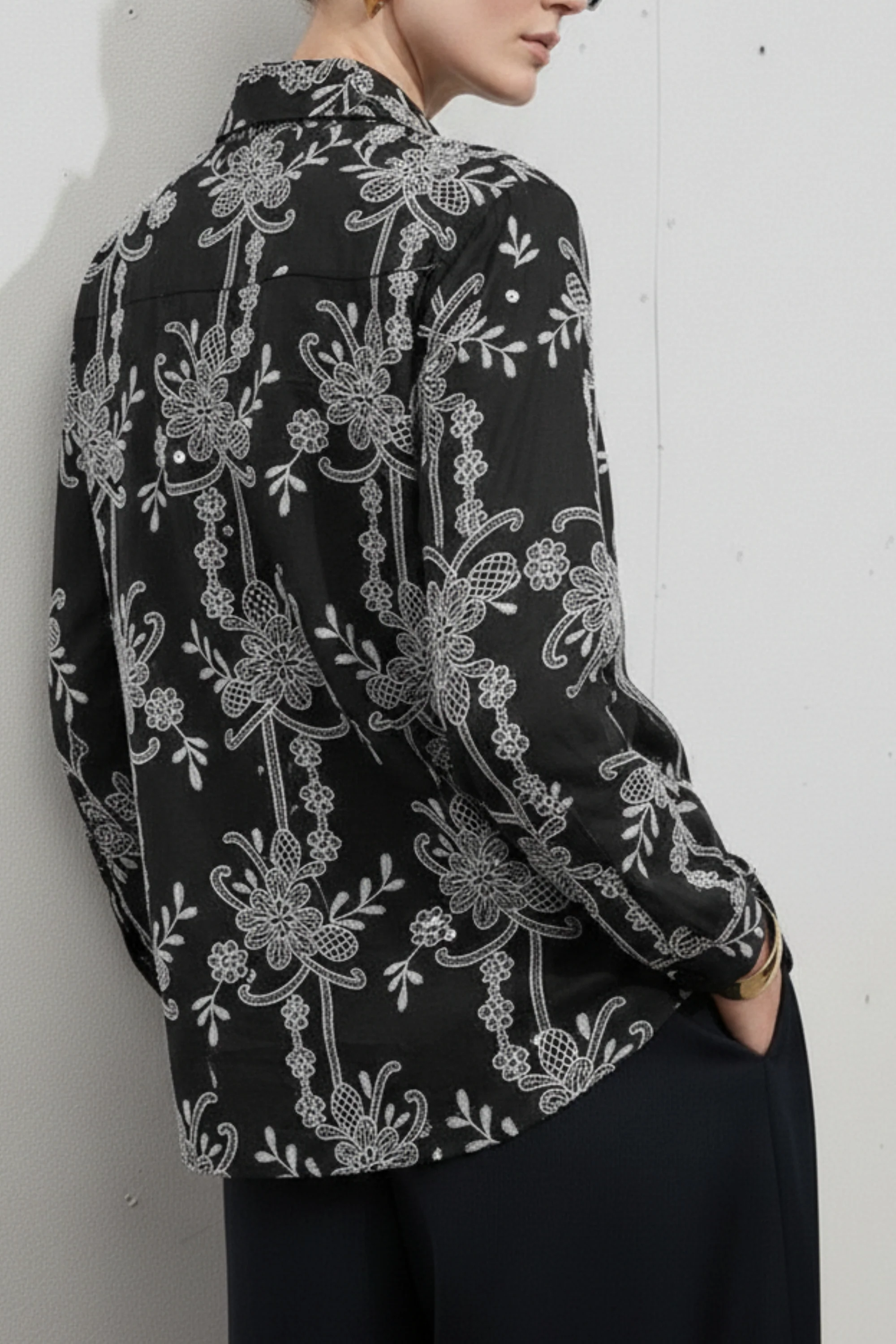 Royal Black Embellished Shirt