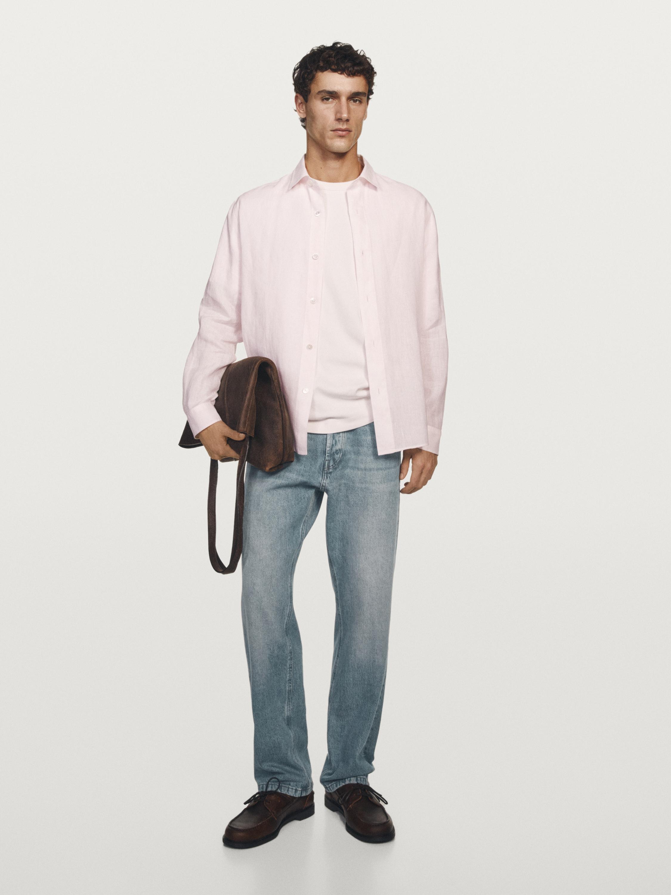 Camisa regular fit 100% lino