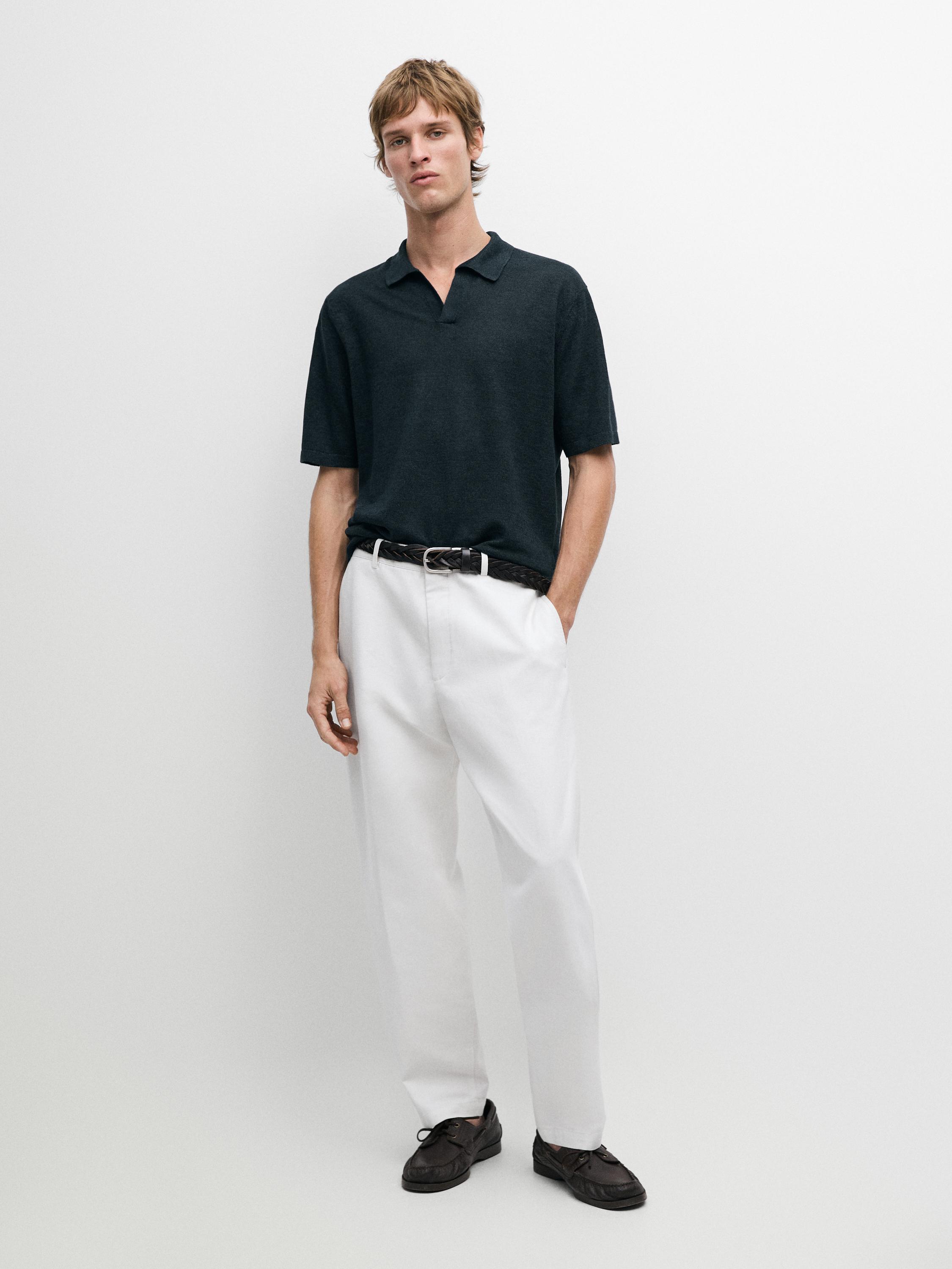 Jersey polo cuello pico lino