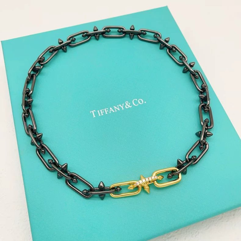 Tiffany Atlas X Closed Nails Pendant Black Titanium with Diamonds