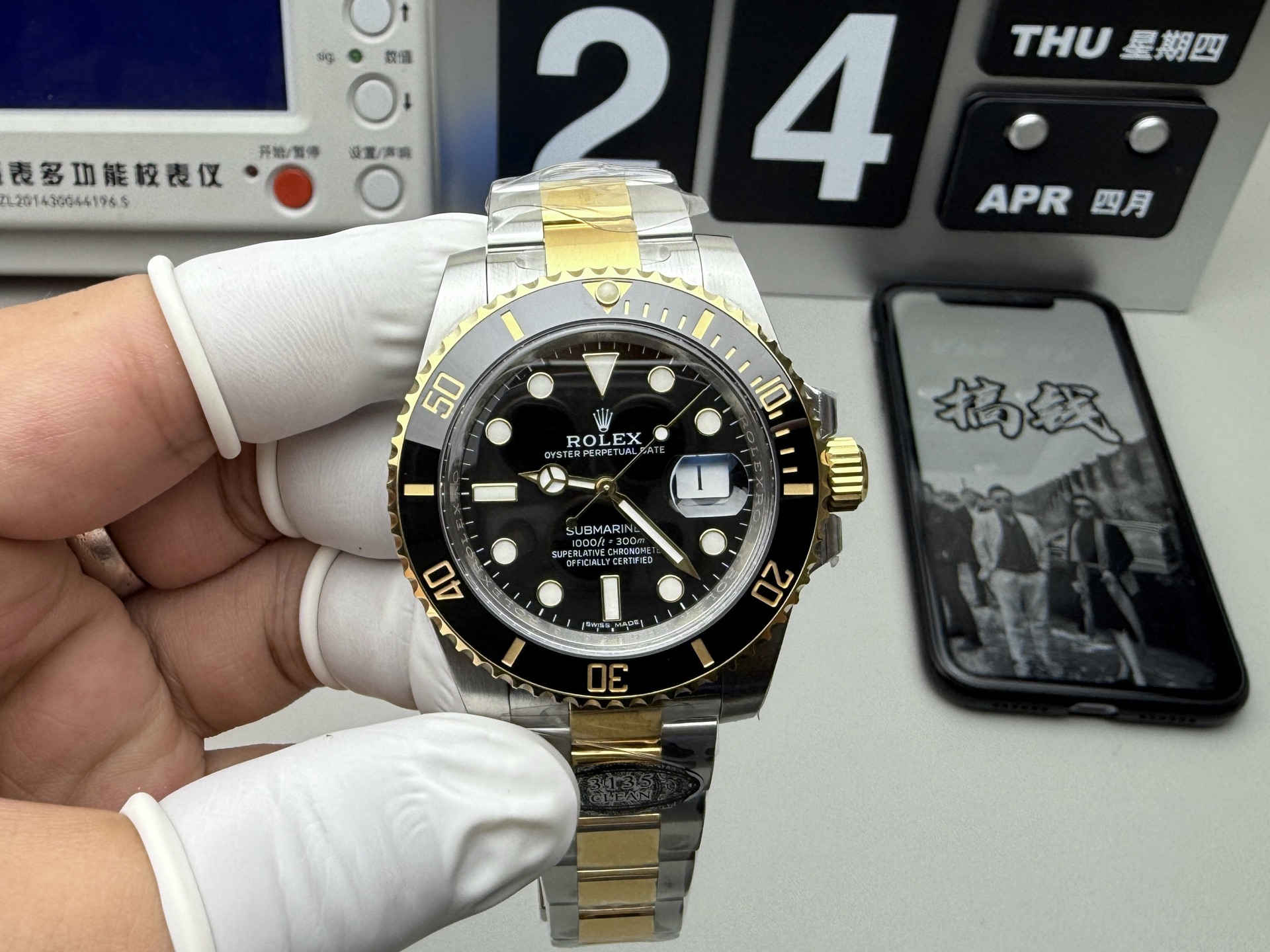 Clean Factory Rolex Submariner 116613LN – Two-Tone Black Submariner with 3135 Movement
