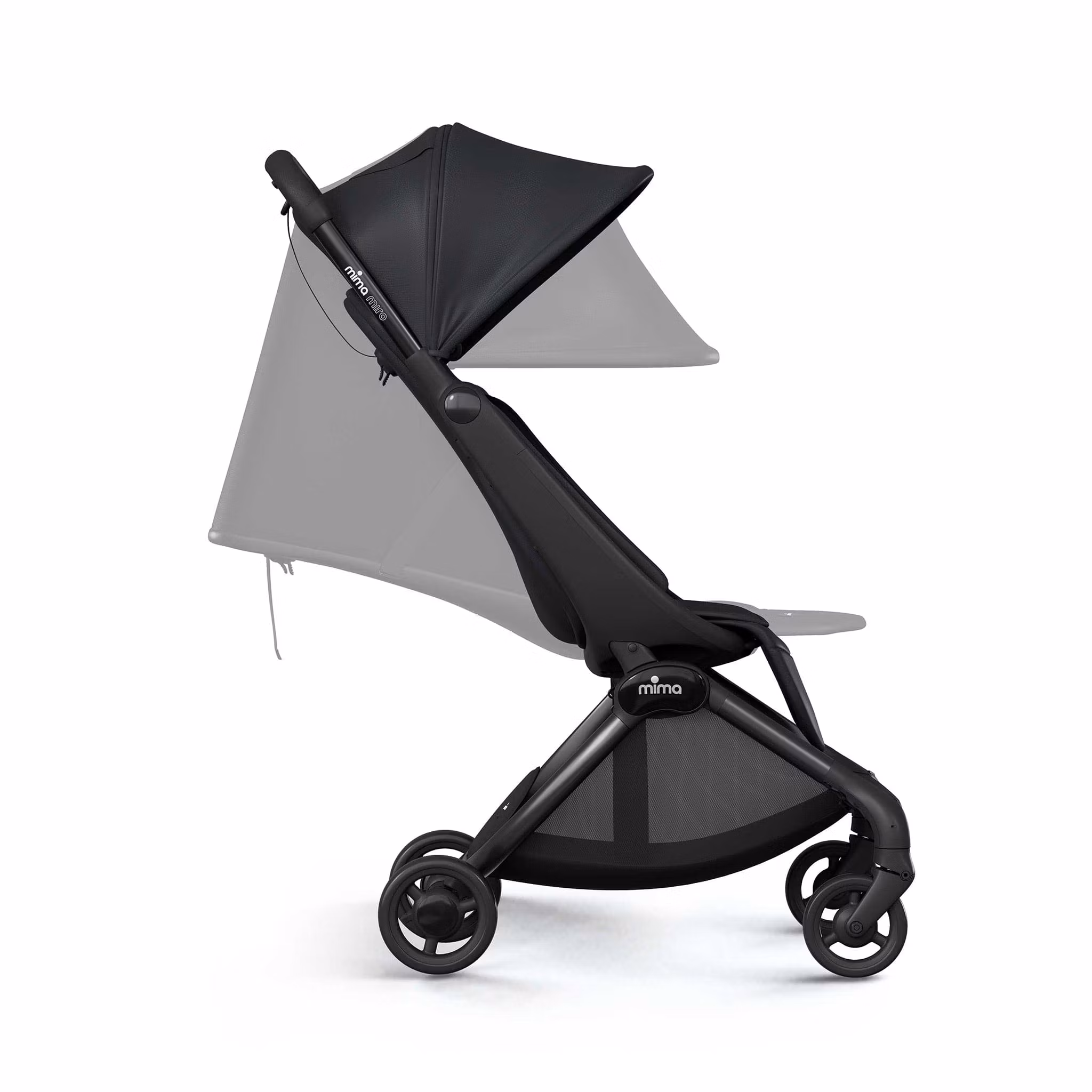 Mima Miro Compact Stroller + Bumper Bar + Cup Holder - Black